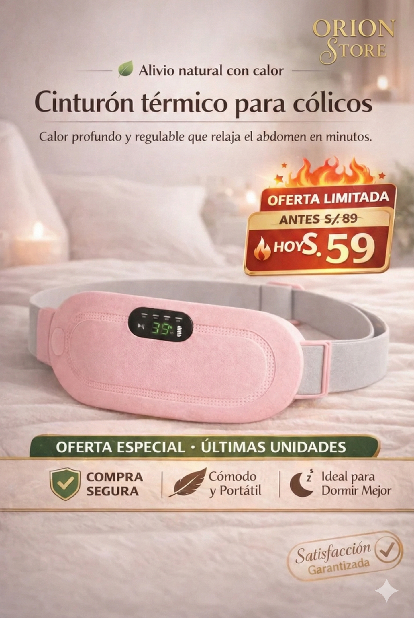 🎀Cinturón Térmico y Masajeador para Cólicos – Alivio Rápido y Portátil🌸